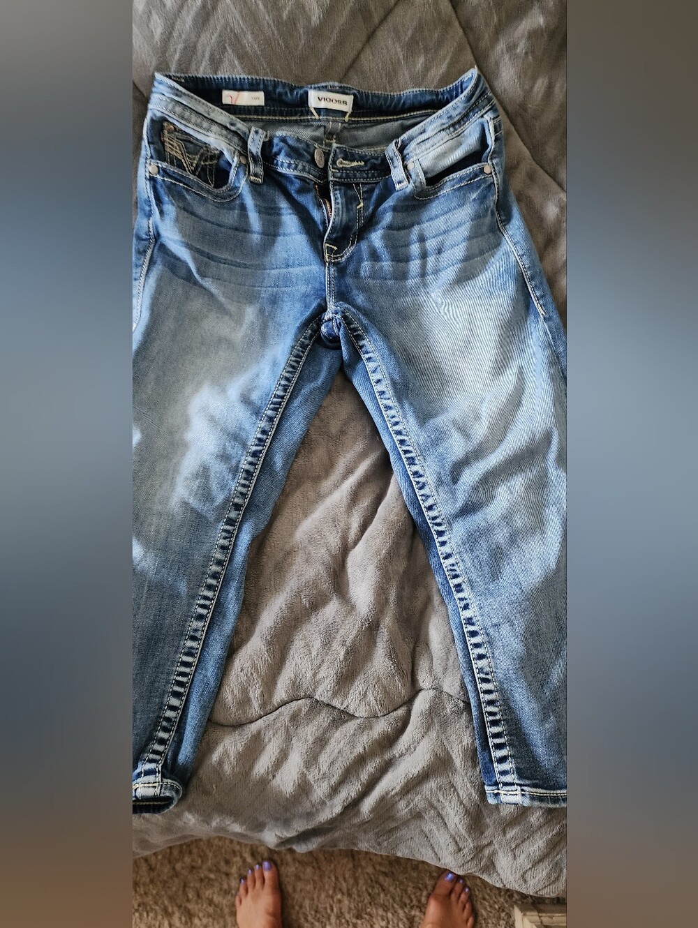 Vigoss Men's Slim Straight Light Blue Denim Jeans